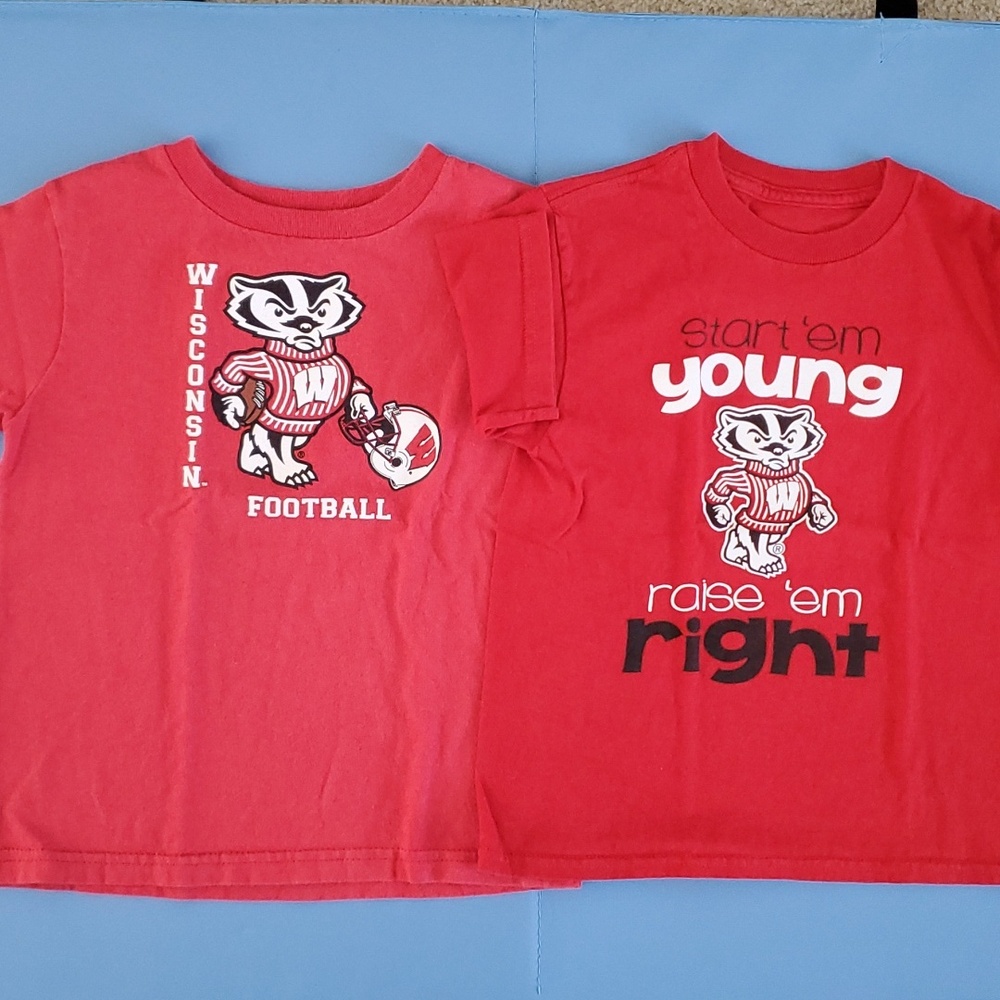 Bundle - 2 Wisconsin Badgers short-sleeve t-shirts, size 5/6T